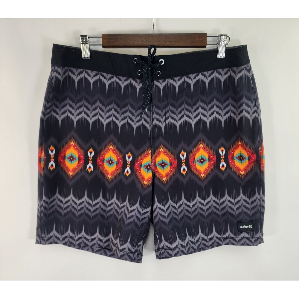 Hurley Phantom 4 Way Stretch Swim Trunks Men's 32 Board Shorts Black